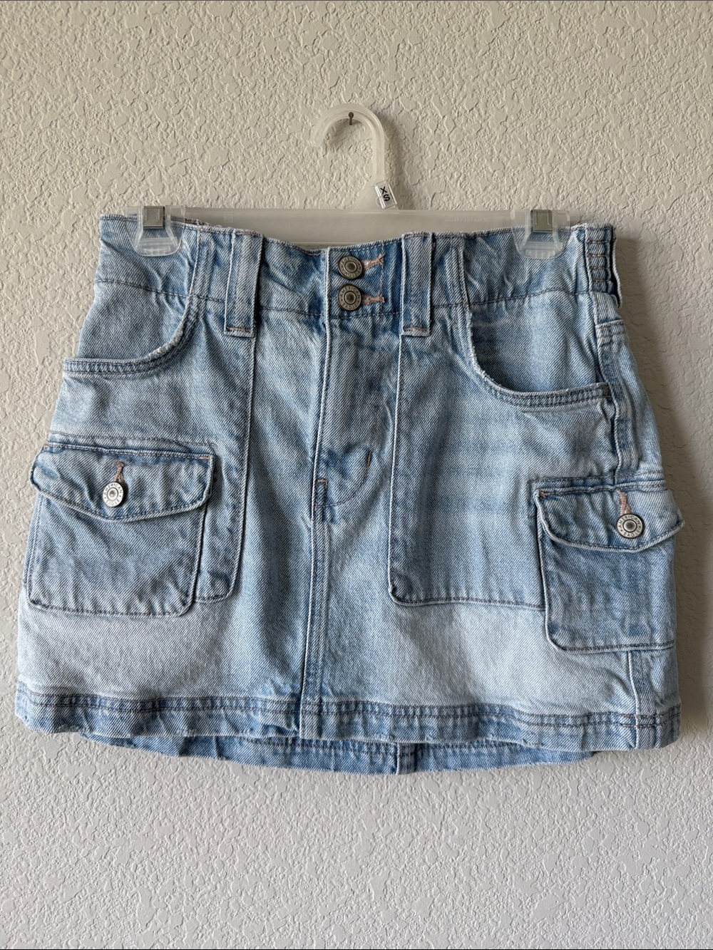 American Eagle Outfitters Light Blue Denim Cargo Mini Skirt